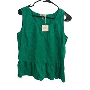 NWT loft Green Swiss Dots Side Zip Sleeveless Top Sz M